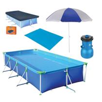 Piscina Mor 6200l + Bomba Filtrante 110v + Capa + Forro + Guarda Sol Kit