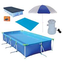 Piscina Mor 6200l + Bomba Filtrante 2200l 220v + Capa + Forro + Guarda Sol