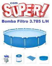 Piscina MOR 7000 Litros Standard com Bomba Filtro 3785 LH 110v Capa e Forro