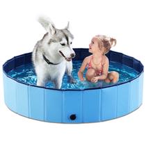 Piscina para cães Jasonwell, dobrável, dobrável, plástico rígido, 120 cm