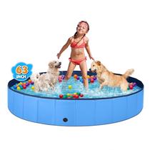 Piscina para cães Jecoo para cães grandes, plástico rígido dobrável, portátil Piscina para cães Jecoo para cães grandes, plástico rígido dobrável, portátil