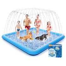 Piscina para cães Raxurt 250x250 cm com superfície antiderrapante e jato de água Piscina para cães Raxurt 250x250 cm com superfície antiderrapante e jato de água