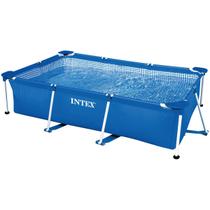 Piscina plástica 1662l retangular armação intex