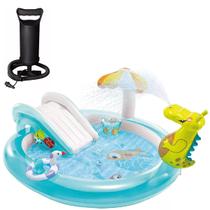 Piscina playground jacaré intex 160l com chuveirinho 201x170x84cm + bomba de ar manual