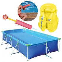 Piscina Premium 6200 L + Colete Infantil 3-6 Anos + Brinquedo Lanca Agua 25 Cm Mor