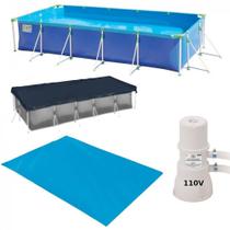 Piscina Premium Retangular Estrutural 10.000 L + Capa + Forro + Bomba 110v