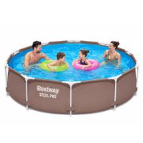 Piscina Redonda Circular Estrutural 4.678 Litros 3,05m X 76cm Desmontável Completa Grande Lazer Familia Verão Bestway Piscina Redonda Circular Estrutural 4.678 Litros 3,05m X 76cm Desmontável Completa Grande Lazer Familia Verão Bestway