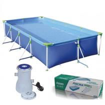 Piscina Retangular 5000 L Premium Mor + Bomba Filtrante 110 V Vazao 2200 L/H