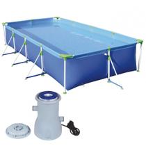 Piscina Retangular 5000 L Premium Mor + Bomba Filtrante 220 V Vazao 2200 L/H Kit