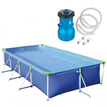 Piscina Retangular 5000 L Premium Mor + Filtro 110v Vazao 3028 L/H Kit