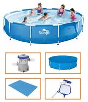 Piscina Sunfit 6500 Litros com Bomba Filtro 110v Capa Forro e Kit de Limpeza