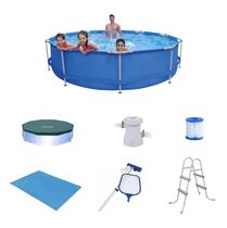 Piscina Sunfit 7000 Litros com Bomba Filtro 110v Capa Forro Kit de Limpeza e ESCADA