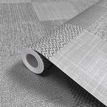 Piso Adesivo Vinilico Cinza Tons Quadriculado 500x60cm Texturizado Lavavel Chão Para Casa Escritorio
