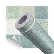 Piso Adesivo Vinilico Verde Terrazzo 500x60cm Texturizado Lavavel Chão Para Casa Escritorio