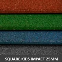 Piso De Borracha Square Kids Impact 1x1mm 25mm - Drenante