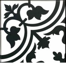 Piso em Porcelana Hidraulica Fiori Preto e Branco kit com 10 peças 20x20cm e 07 mm de espessura Piso em Porcelana Hidraulica Fiori Preto e Branco kit com 10 peças 20x20cm e 07 mm de espessura