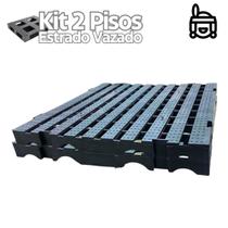 Piso Modular Plástico Estrado Vazado 50x50cm Antiderrapante Resistente Preto