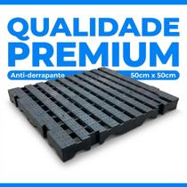 Piso Plástico Estrado Vazado 50x50 Antiderrapante Modular Piso Drenante Industrial Banheiro Lavanderia Área Externa Academia Cozinha PP Resistente Enc
