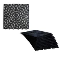 Piso Tapete Modular de Plástico 33 x 33 cm Preto 10 Unidades