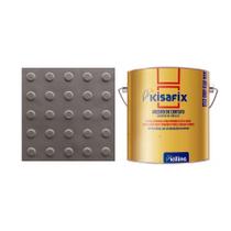 Piso tátil 25x25cm alerta pvc kit 20pçs + 2 cola 750g