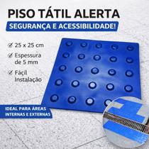 Piso Tátil Classic Alerta Pvc Azul 16 Peças