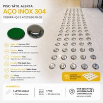 Piso Tátil Elemento Inox Alerta Liso com Dupla Face Metro Linear