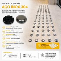 Piso Tátil Elemento Inox Alerta Liso Metro Linear