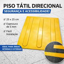 Piso Tátil PVC 25x25cm Direcional - Dupla Face - 10 Peças
