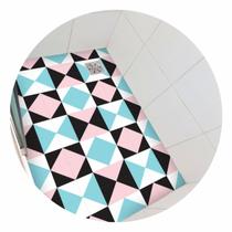 Piso vinil antiderrapante para box Ladrilho Geométrico Rosa e Azul - 1,20 x 0,80 metros