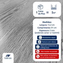 Piso Vinílico Autocolante Amadeirado Régua 5M² Cor Cinza - Tubrax