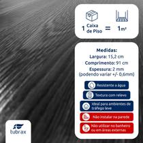 Piso Vinílico Autocolante Amadeirado Régua M² Cor Carvão - Tubrax