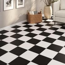 Piso Vinílico Em Manta PVC 0,7mm Antiderrapante 24m² Xadrez Quadriculado Brilhoso Damas Pista de Dança Residência Barbearia Antichama