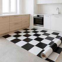 Piso Vinílico em Manta PVC Preto Branco Dama ou Cimento 1x1m