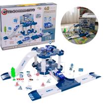 Pista Base Policial Garagem Estacionamento De Policia Com 40 Peças