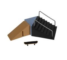 Pista circuito de skate de dedo escada 3 módulos com Skate Prodeck