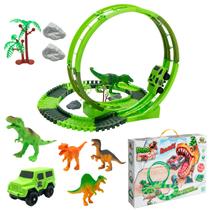 Pista Com Looping Carro Automático E Dinossauros Brinquedo 116 Peças Desmontável Pista Com Looping Carro Automático E Dinossauros Brinquedo 116 Peças Desmontável