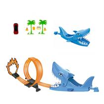 Pista Corrida Hot Well Lançador Tubarão Loop 360 C/ Carrinho Pista Corrida Hot Well Lançador Tubarão Loop 360 C/ Carrinho