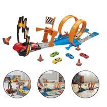Pista Corrida Lançador 2 Looping E Rampa 4 Carrinhos Tipo Hotwheels