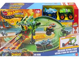 Pista de Brinquedo Monster Trucks Tubarões vs. Dinossauros: Destruição do Dragão Hot Wheels Pista de Brinquedo Monster Trucks Tubarões vs. Dinossauros: Destruição do Dragão Hot Wheels