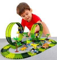 Pista de carrinho Dinossauro 139 Peças com carro elétrico brinquedo infantil com Luzes tipo trenzinho Pista de carrinho Dinossauro 139 Peças com carro elétrico brinquedo infantil com Luzes tipo trenzinho