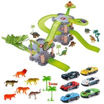 Pista De Carrinho Dinossauro Brinquedo Lançador Garagem Dino