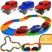 Pista De Carrinho Loop Trilhos Montáveis 3 Carrinho Com Luz