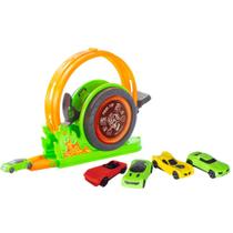 Pista de Carrinho Radical Lançador Mega Pop com 5 Carrinhos Pista de Carrinho Radical Lançador Mega Pop com 5 Carrinhos