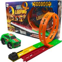 Pista de Carrinho Super Looping Gira 360 Com Lançador E Carrinho Brinquedo +3Anos