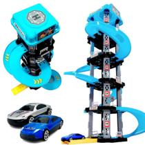 Pista de Carrinhos carros Brinquedo 5 Andares azul e cinza Pista de Carrinhos carros Brinquedo 5 Andares azul e cinza