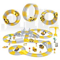 Pista de Carrinhos Construção 345 Peças Brinquedo Infantil com Carrinho que Anda Sozinho