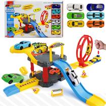 Pista de Carrinhos Infantil de Montar com Lançador Looping e 6 Carrinhos na Caixa Pista de Carrinhos Infantil de Montar com Lançador Looping e 6 Carrinhos na Caixa