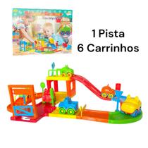 Pista de Carrinhos Para Bebe Colorido Brinquedo Infantil 6 Carros Animal Pista de Carrinhos Para Bebe Colorido Brinquedo Infantil 6 Carros Animal