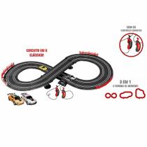 Pista de Corrida com Carrinhos - Auto Pista Turbo Run - 3 em 1 - DM Toys