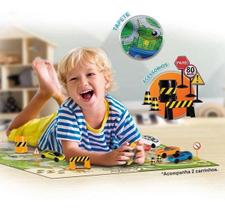Pista de corrida com carrinhos tapete infantil - samba toys